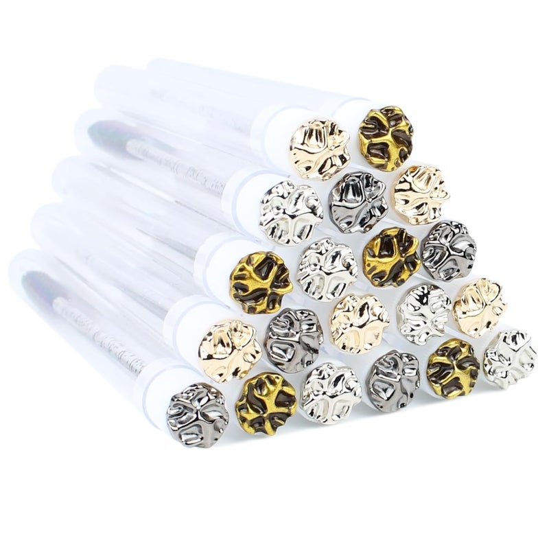 SenRocc 20pcs Mascara Wands Tube Reusable Lash Brush Metal Tube Eyelash Brush Tubes Spoolies Lash Extension Brushes Applicators Makeup Tools (Metal-MlX) - Image 1